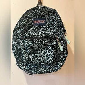 Jansport Black and Mint Patterned Backpack